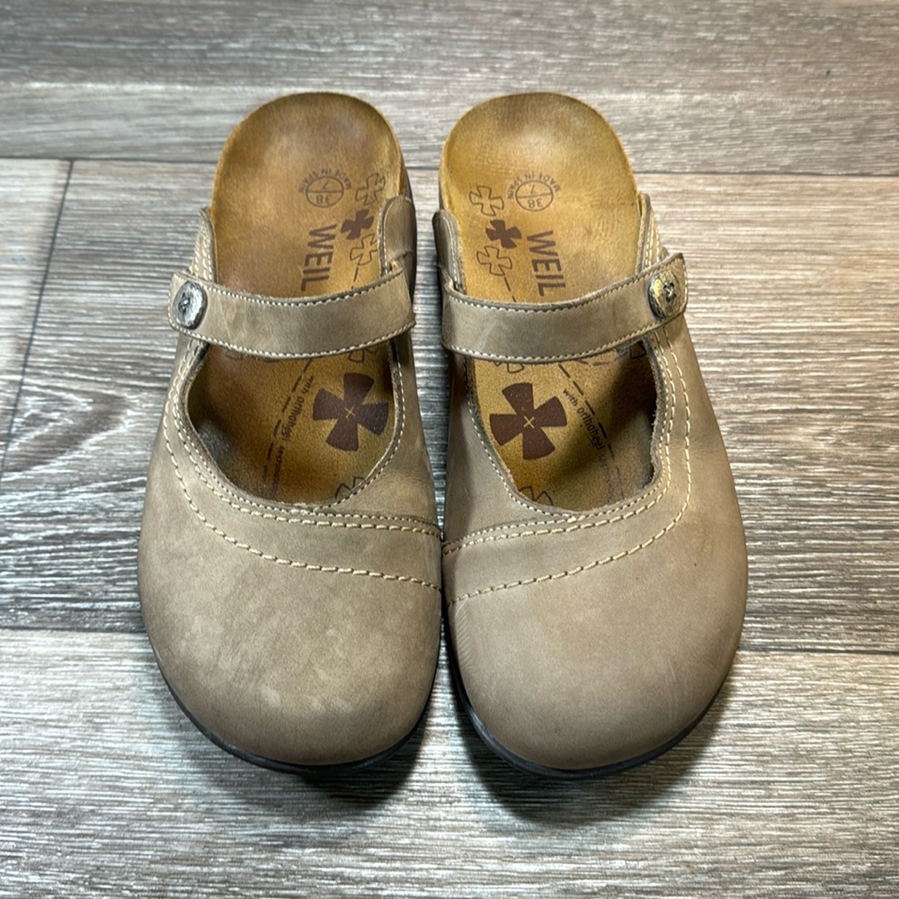 Dr weil slip on tan clogs woman’s size 38 (d118)